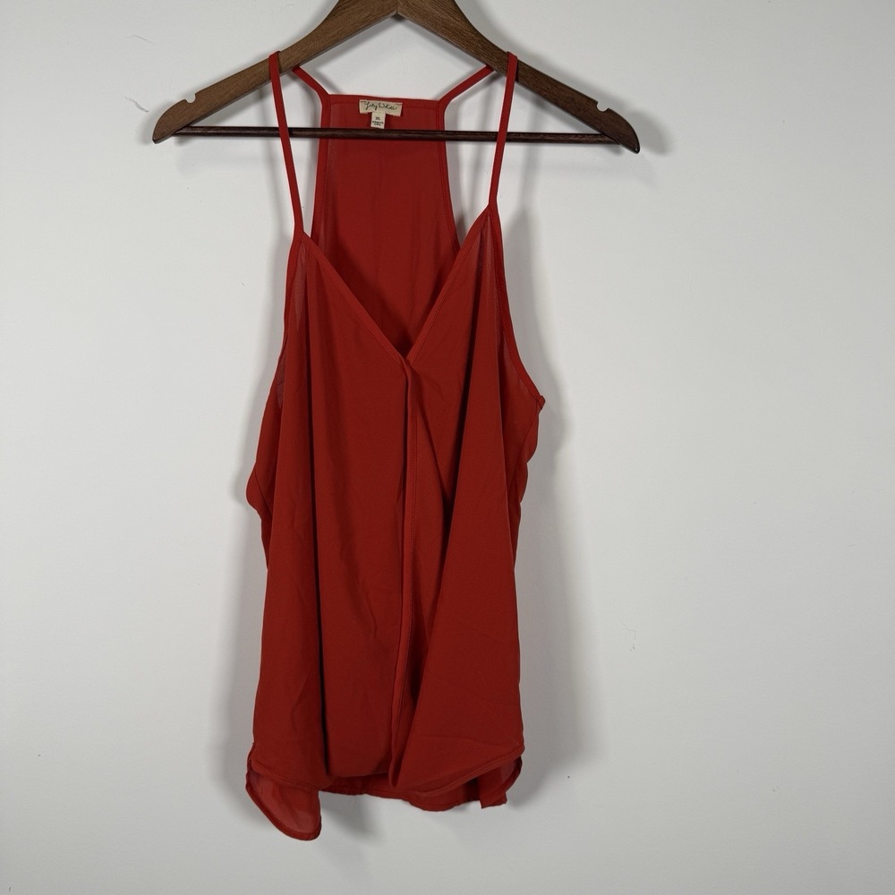 Lily White Women's Sleeveless Orange Sheer Tank Size XL Flowy‎